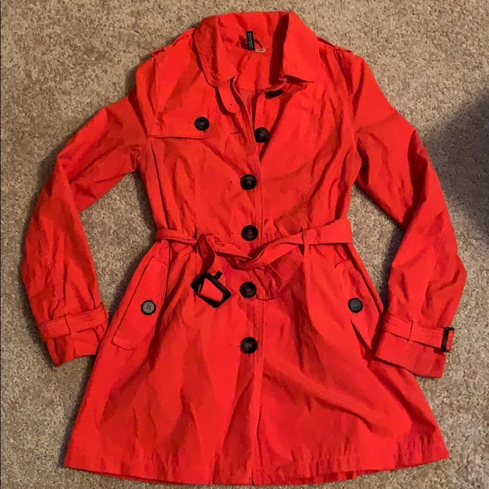 Red Orange H&M Trench Coat